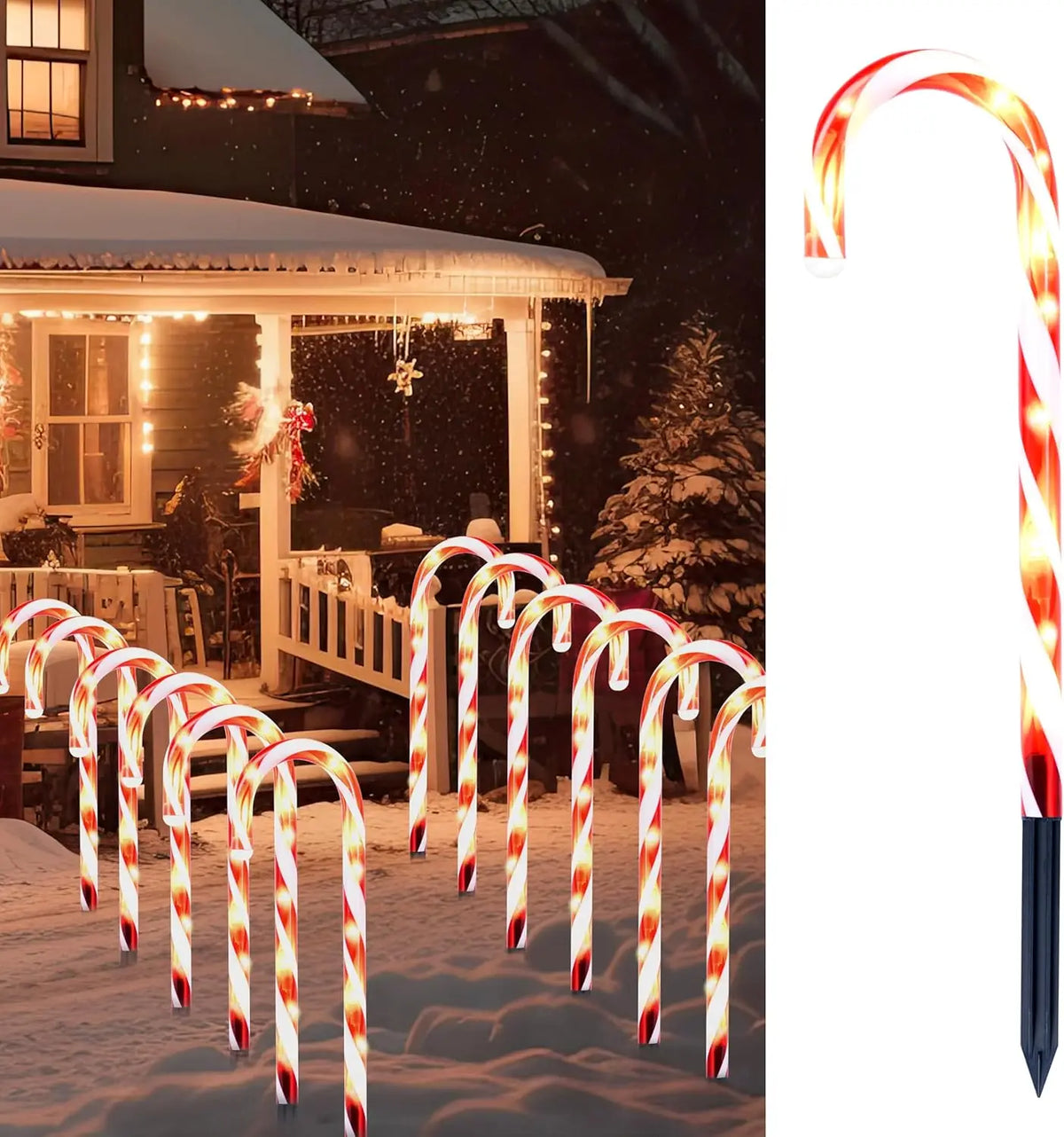 Joyfy Christmas Candy Cane Outdoor Pathway Marker Lights