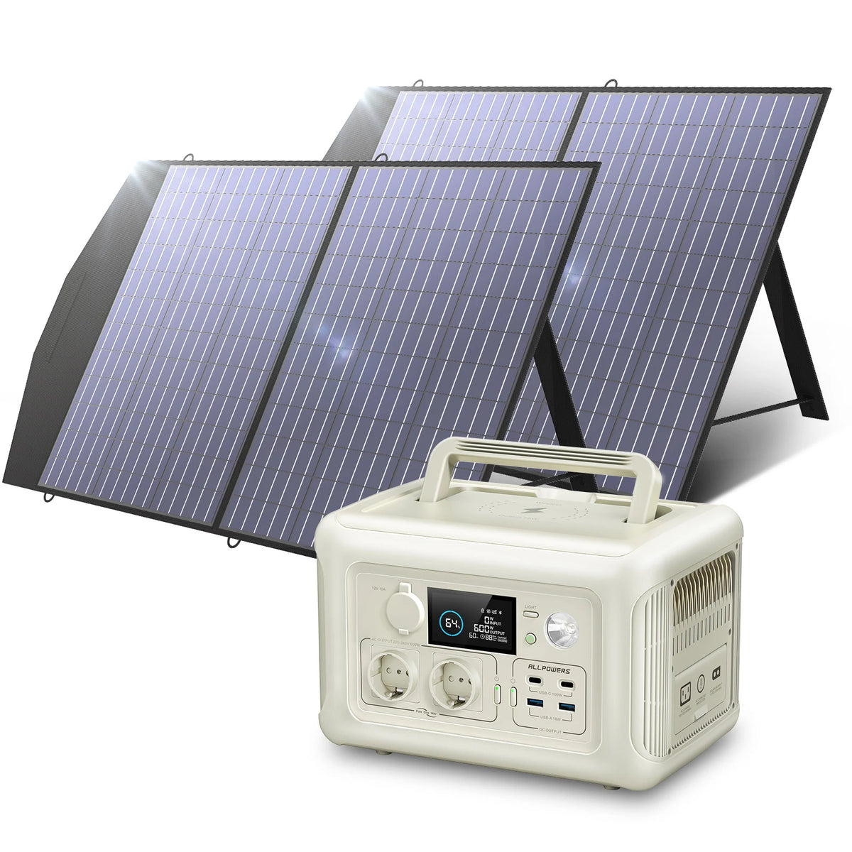 Allpowers 600W Portable Solar Generator Kit With LiFePO4 Battery