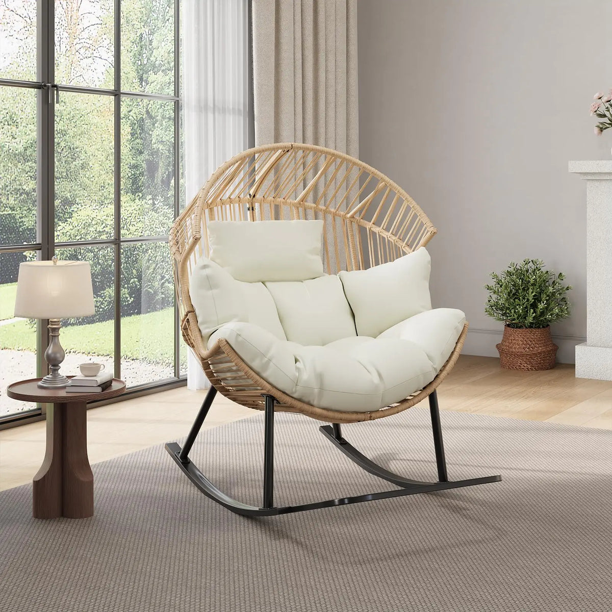 HobbyLane Papasan Rocking Chair Wicker Egg Lounge Outdoor Patio