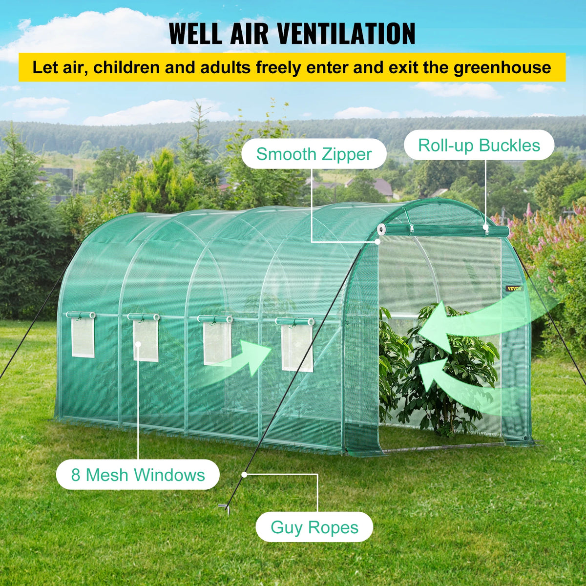 VEVOR Walk In Tunnel Greenhouse With Galvanized Frame Cover