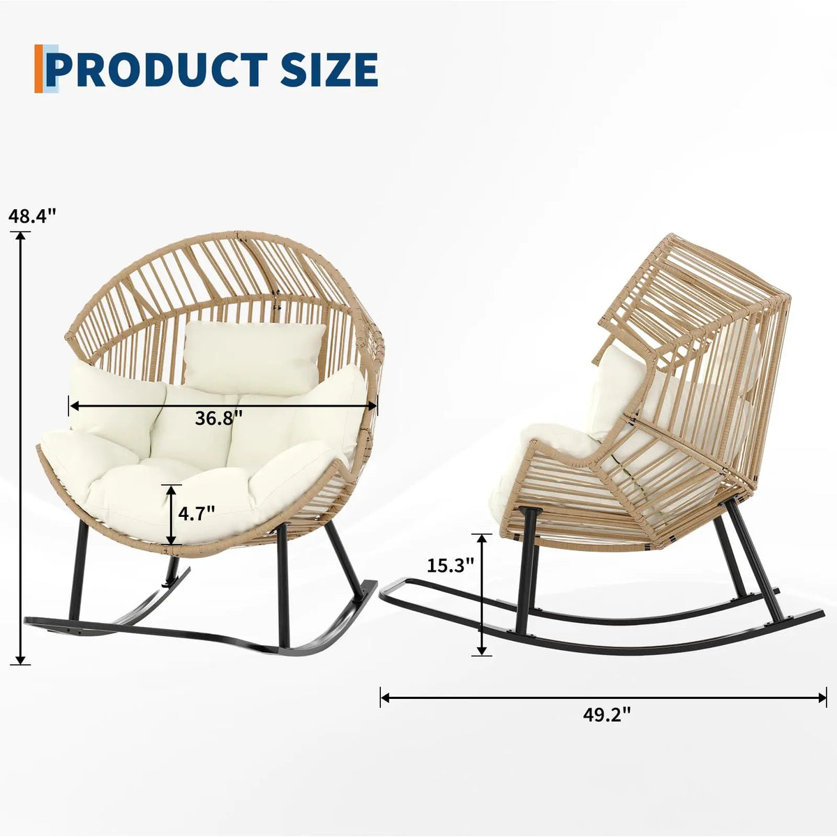 HobbyLane Papasan Rocking Chair Wicker Egg Lounge Outdoor Patio