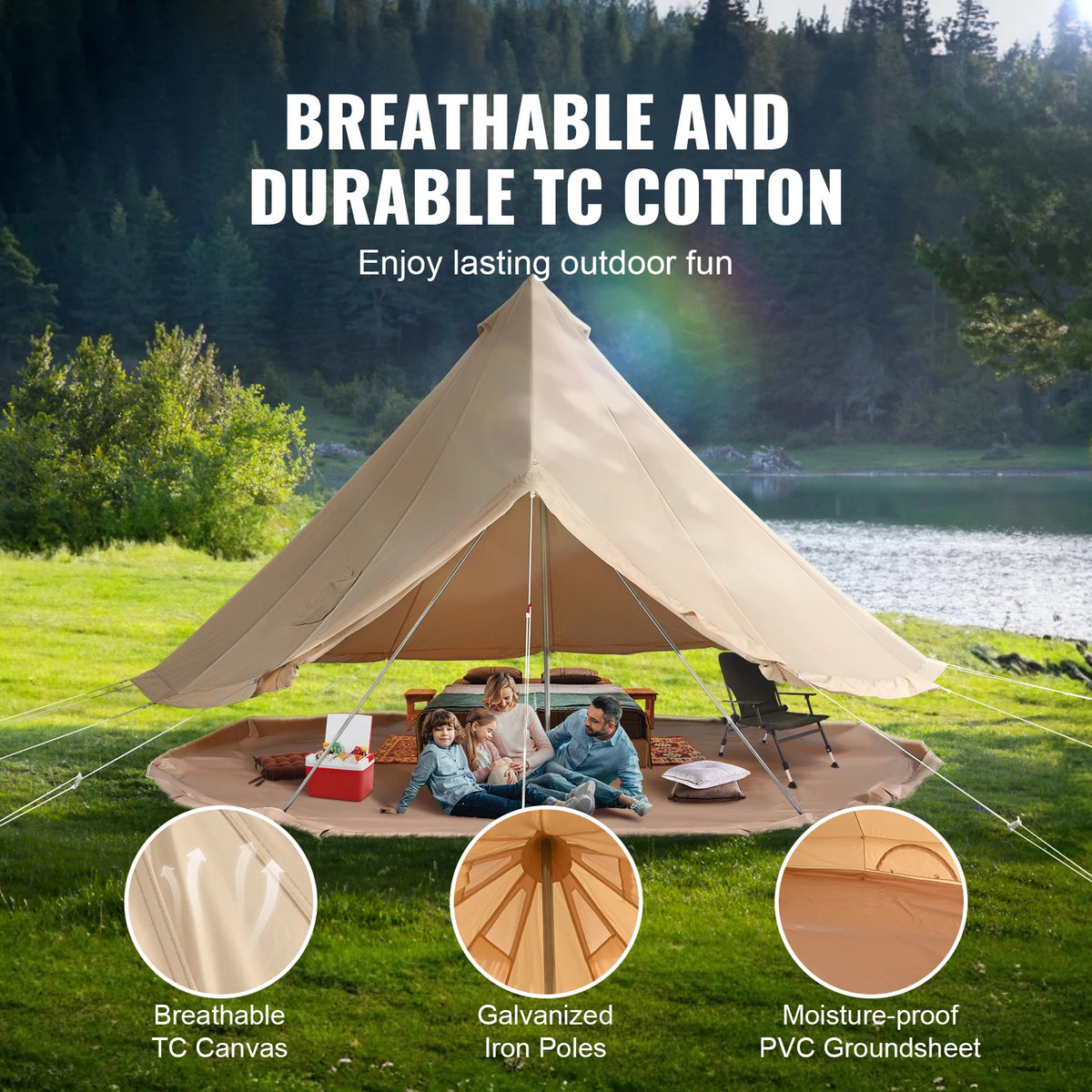 SucceBuy Canvas Bell Tent For Comfortable Four Season Camping