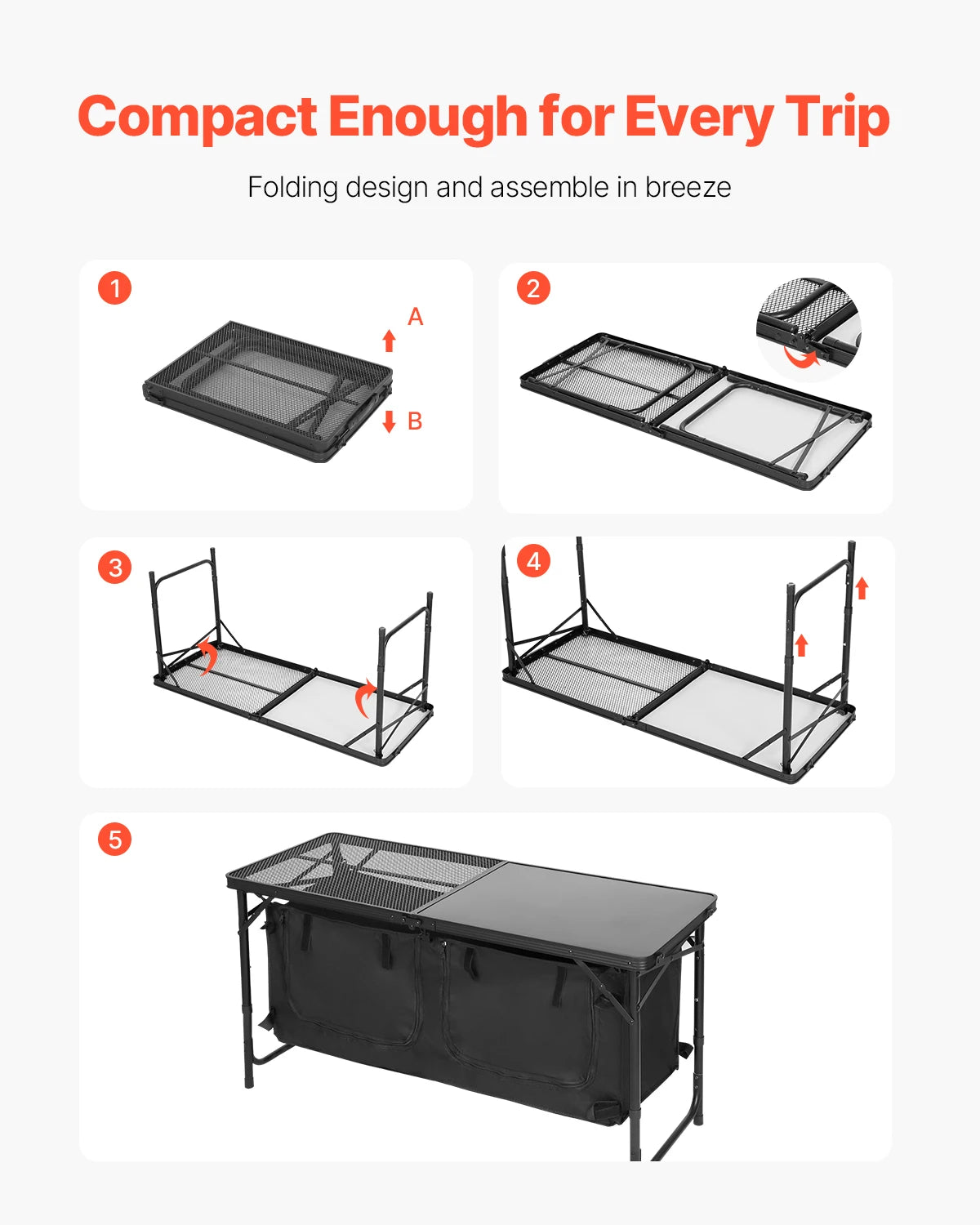 Succebuy Aluminum Camping Kitchen Table Portable Outdoor Cooking Station