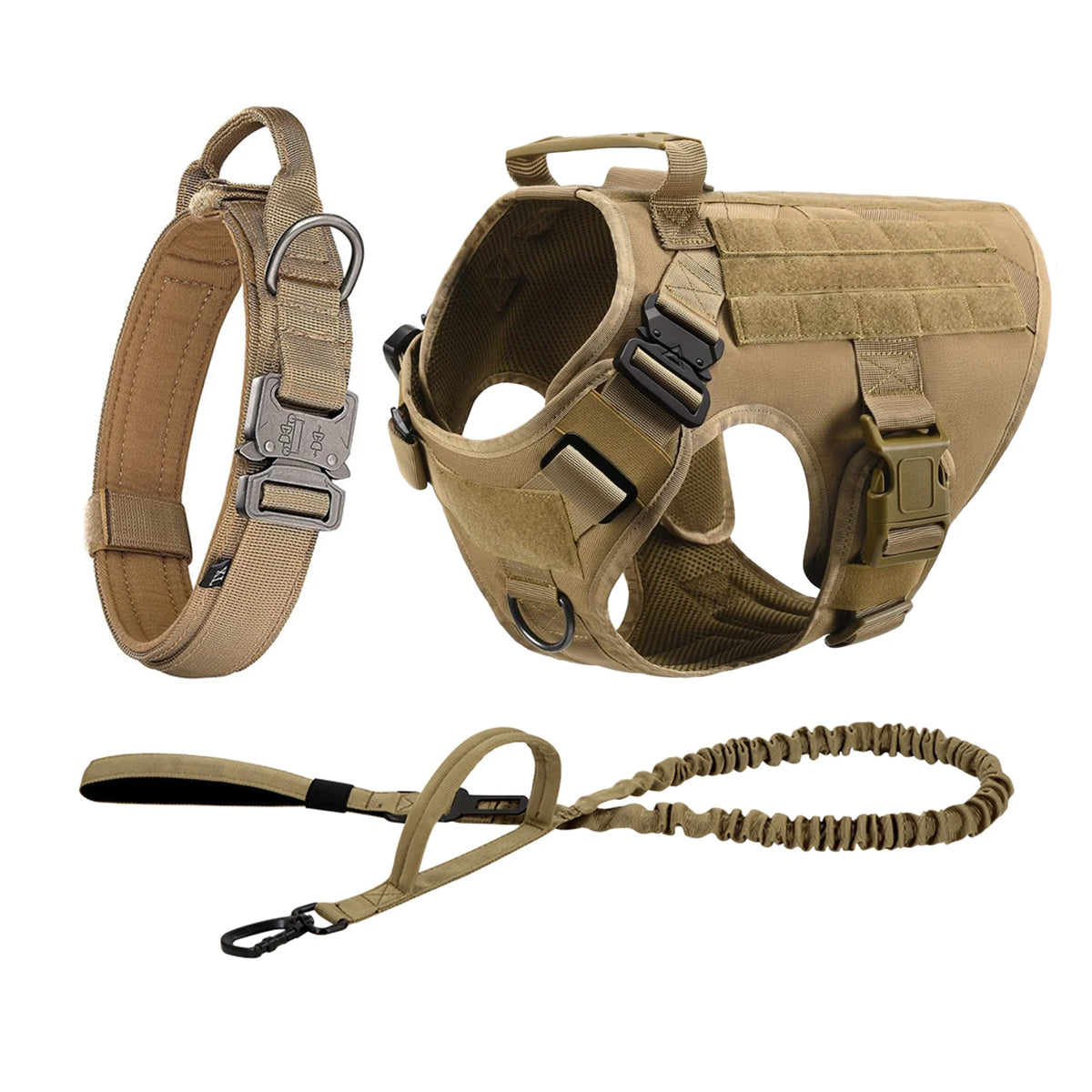 Petravel Tactical Dog Harness With Molle Pouch And Buckle