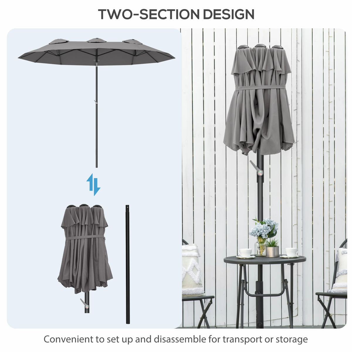Outsunny Double Sided Patio Umbrella With Tilt And Crank