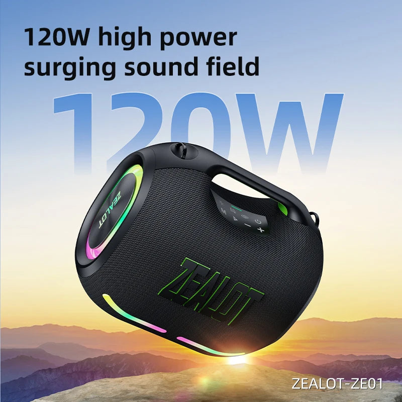 Zealot 120W Portable Bluetooth Speaker TWS Subwoofer Waterproof HiFi