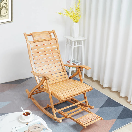 Bamboo Folding Rocking Chair For Indoor Outdoor Use