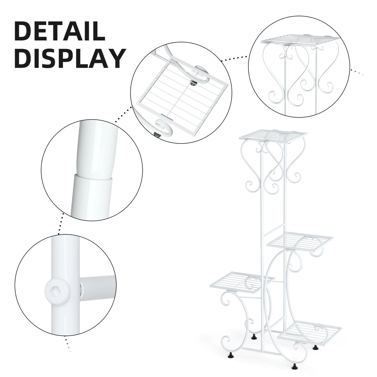 4 Tier Metal Plant Stand For Indoor Outdoor Garden Patio Display