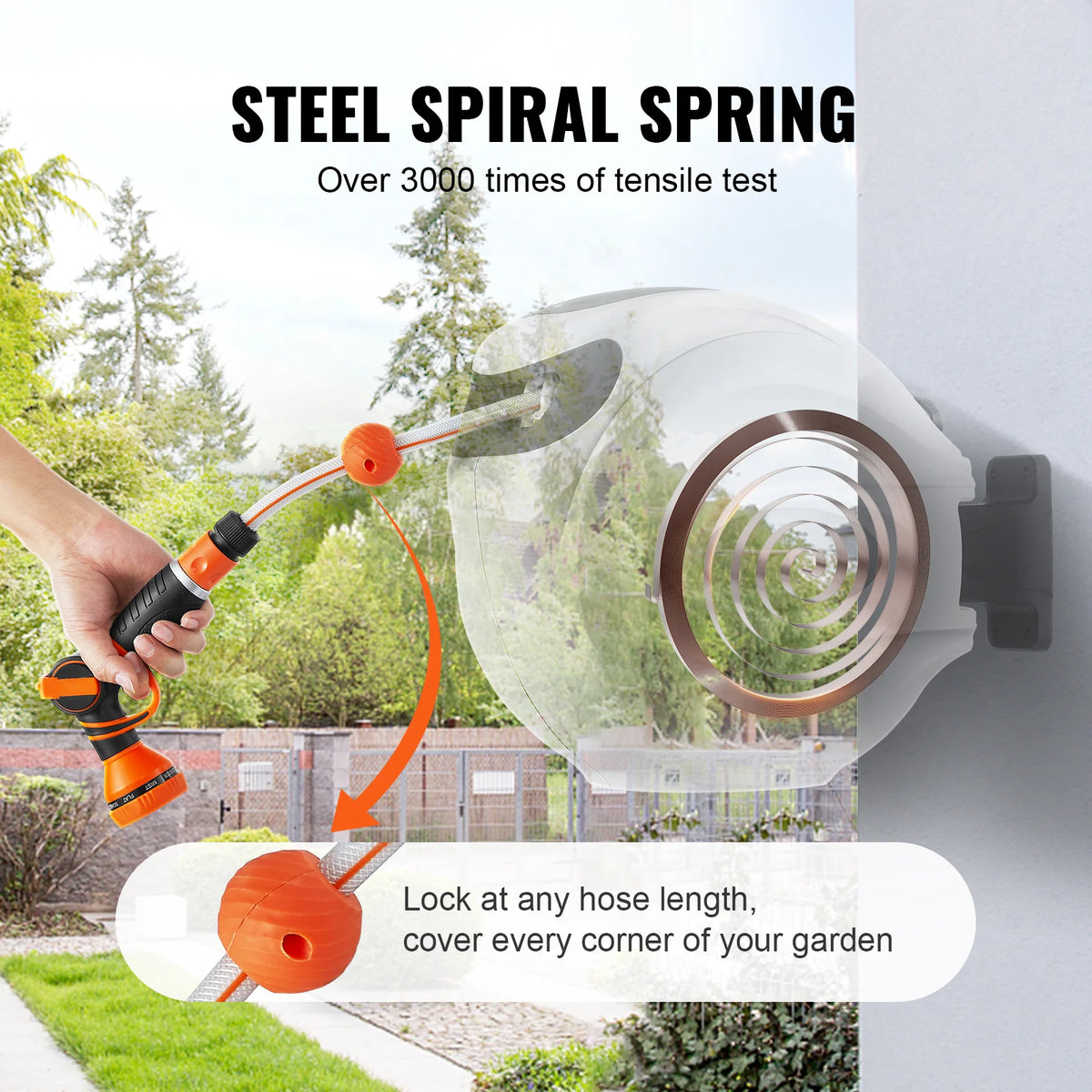 Retractable Wall Mounted Garden Water Hose Reel With Swivel Bracket