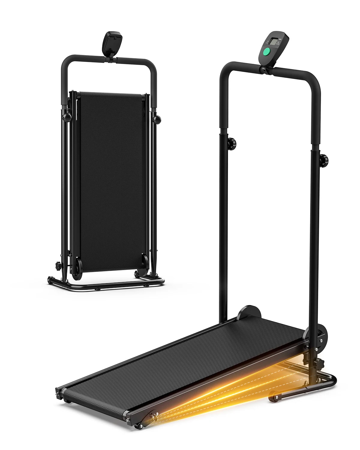 AKLUER Manual Treadmill Dual Flywheel Fixed Incline LCD Home Gym