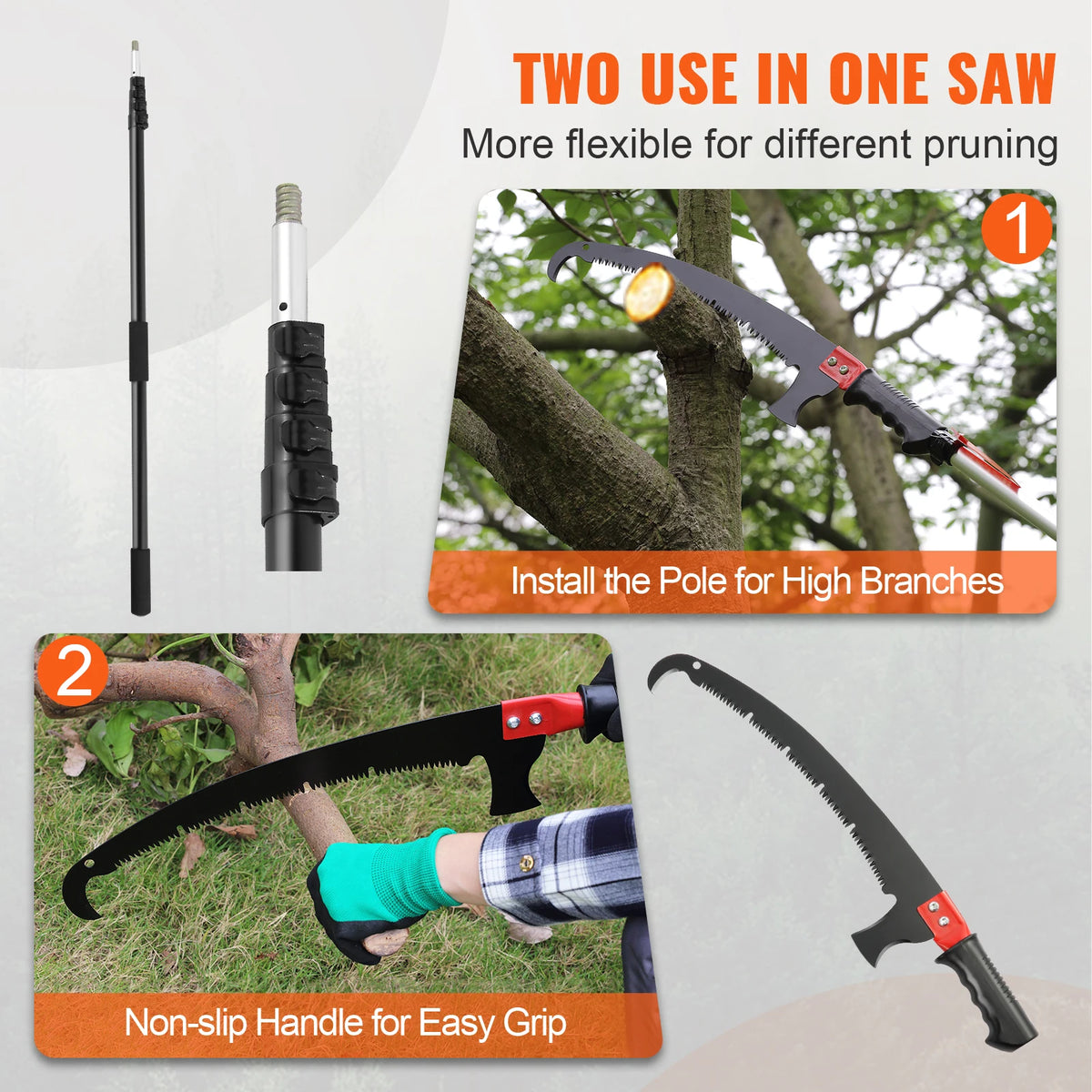 SucceBuy Manual Telescopic Pole Saw With Steel Blade For Trees