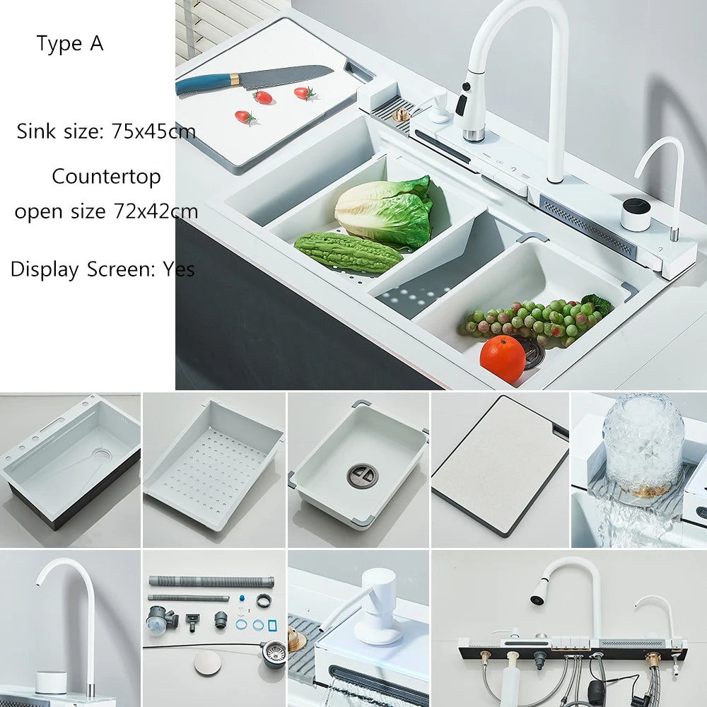 Stainless Steel Integrated Single Bowl Kitchen Sink With Smart Faucet
