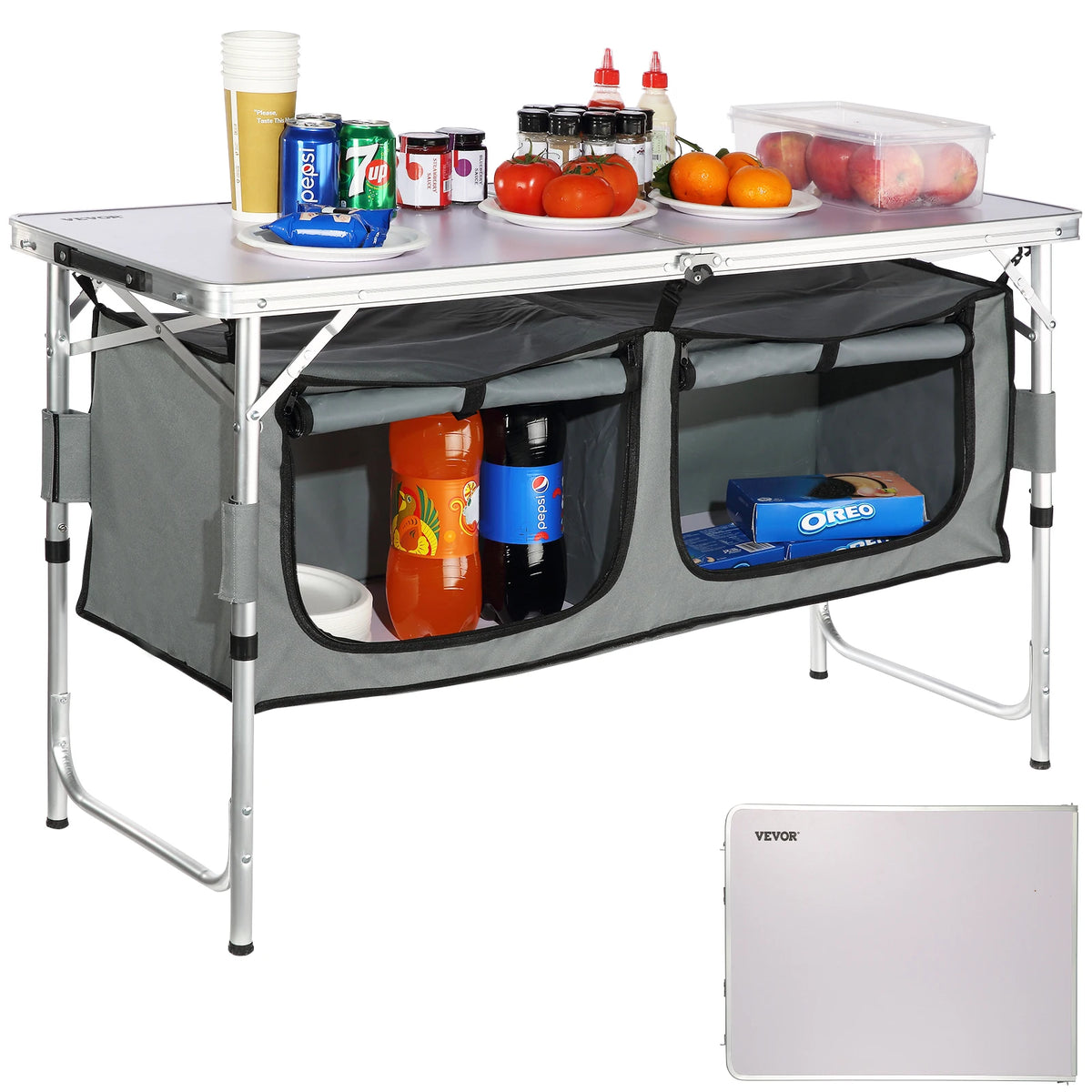 SucceBuy Adjustable Height Outdoor Folding Picnic Table