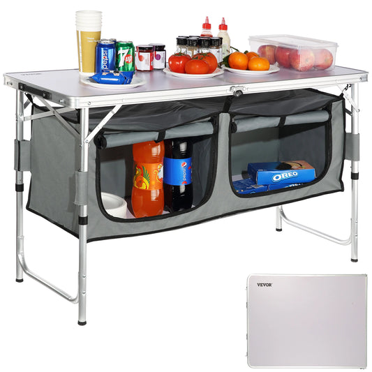 SucceBuy Adjustable Height Outdoor Folding Picnic Table