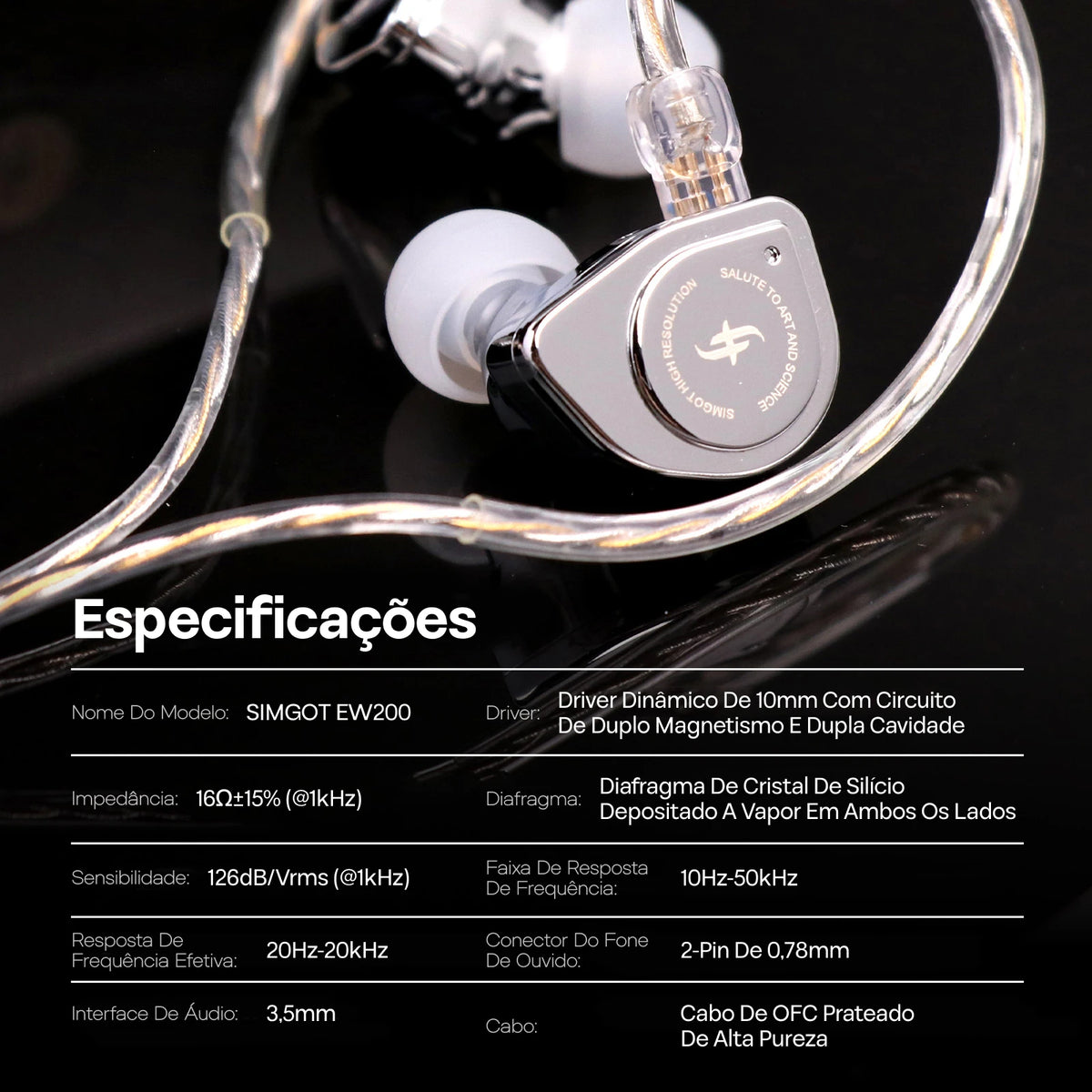 SIMGOT EW200 10mm Dynamic Driver Hi-Fi Earphones Premium Sound