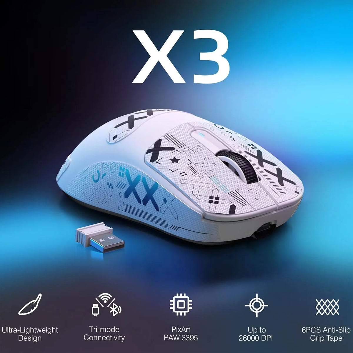 Attack Shark X3 Lightweight Wireless Gaming Mouse Features 26K DPI