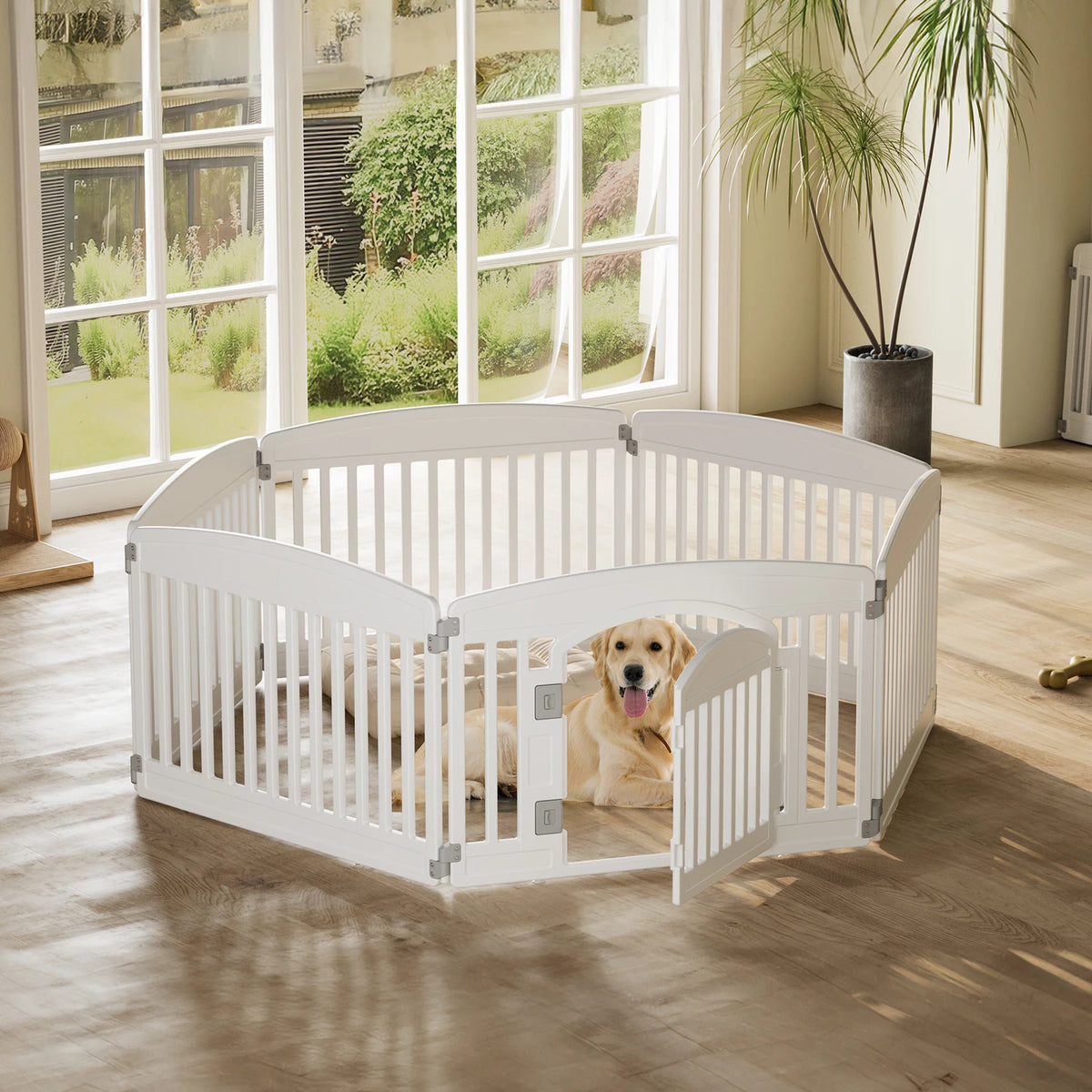 JHK Plastic Dog Playpen Foldable Expandable Pet Fence