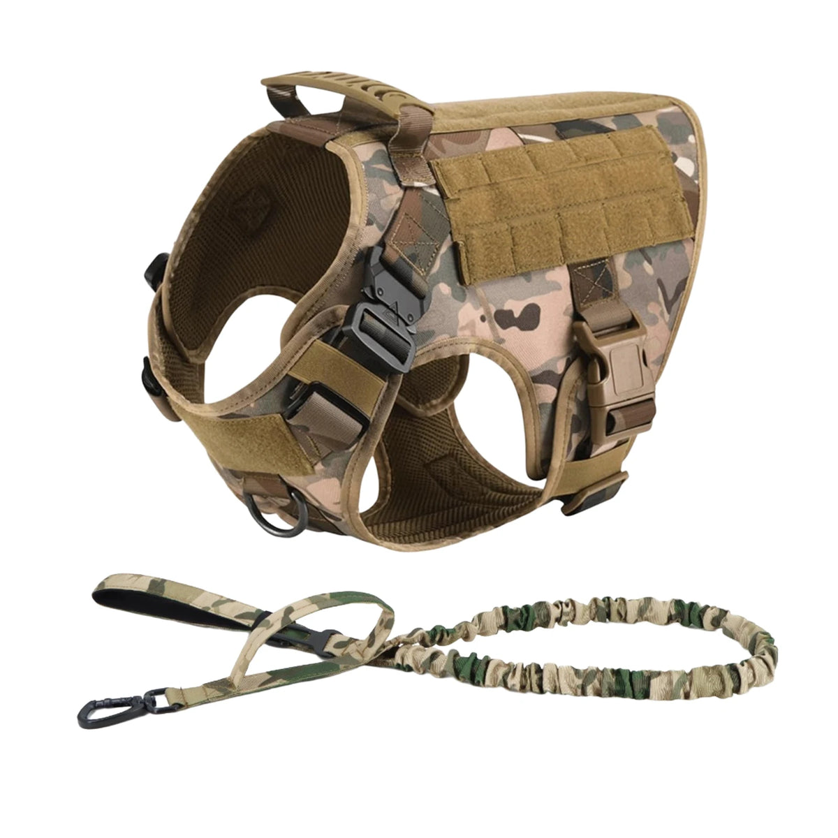 Petravel Tactical Dog Harness With Molle Pouch And Buckle