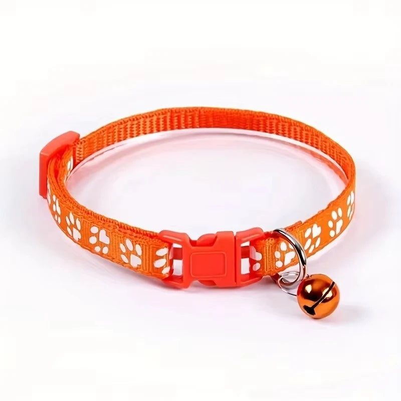 Decorative Adjustable Cat Collar With Bell And Ribbon Strap
