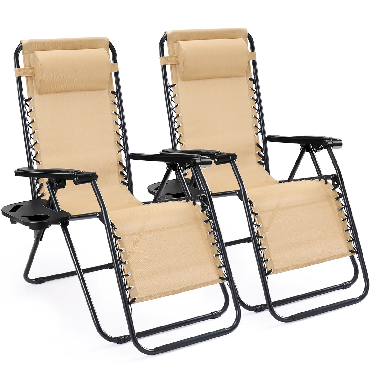 JHK Portable Zero Gravity Outdoor Recliner Lounge Chair With Tray