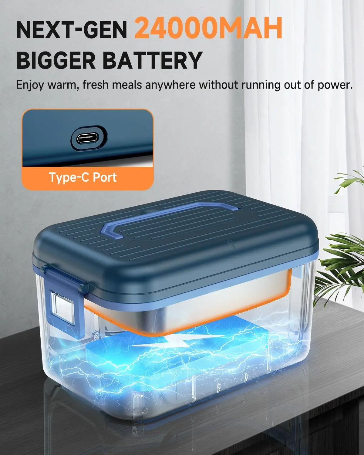 Rechargeable Cordless Electric Self Heating Lunch Box With Leakproof Seal