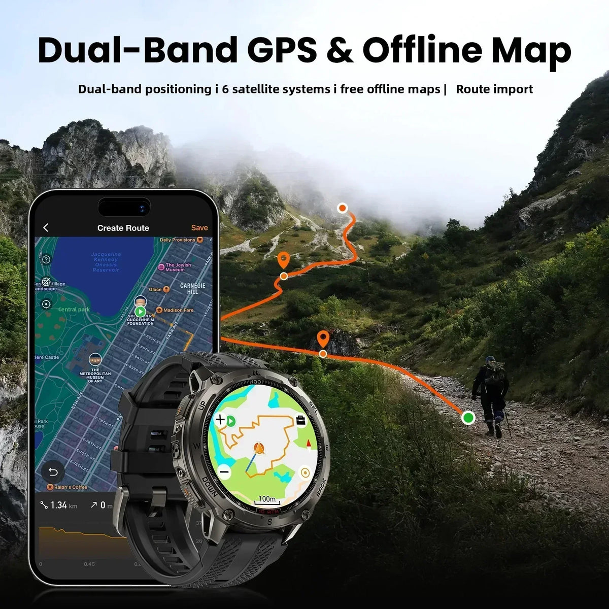 Kospet Tank T4 Smartwatch Featuring GPS And Heart Rate Monitoring