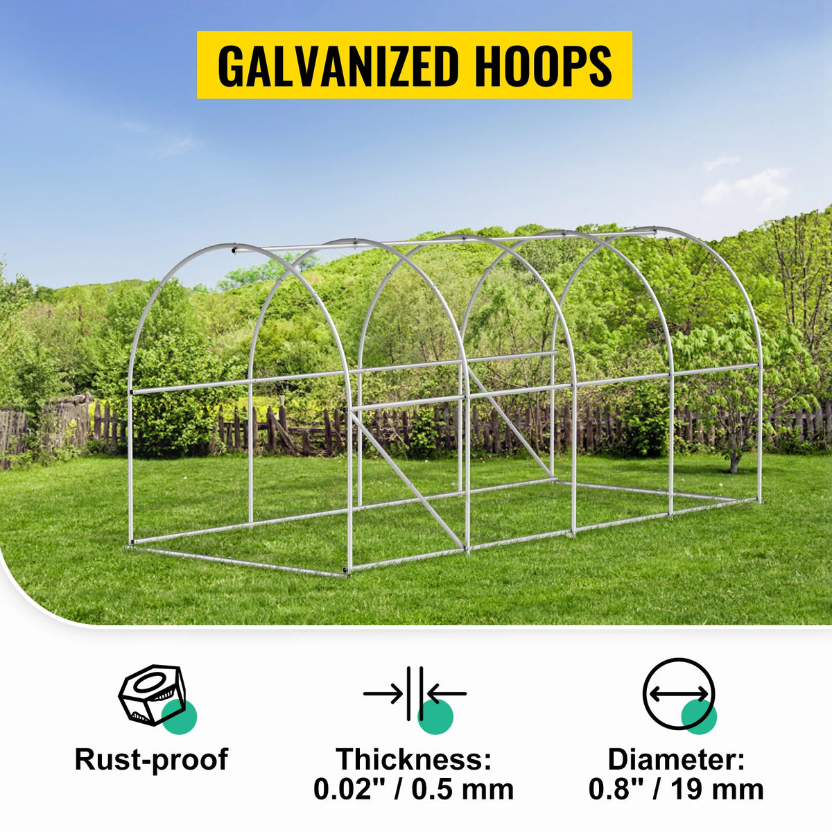 SucceBuy Walk In Tunnel Greenhouse With Galvanized Frame Waterproof Cover