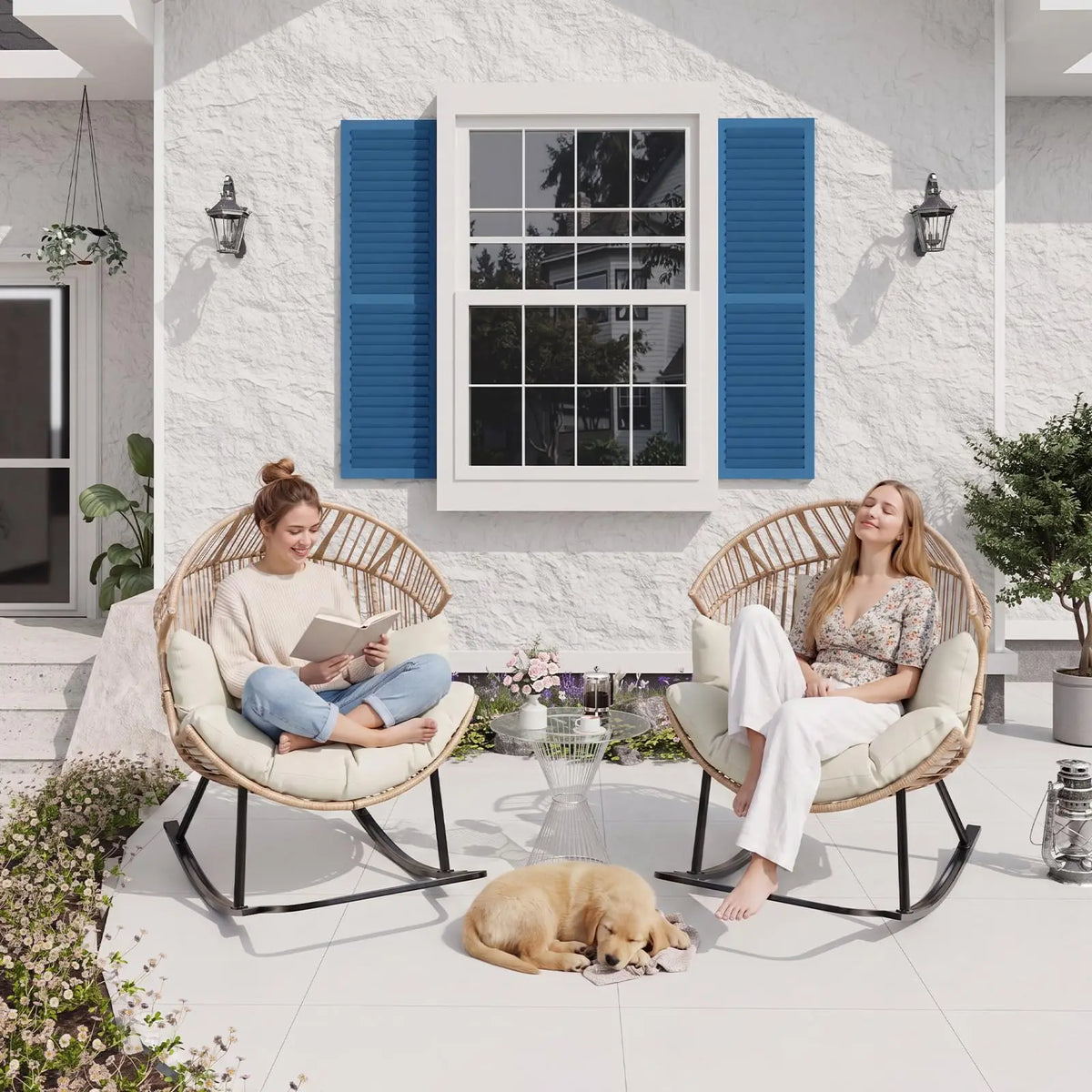HobbyLane Papasan Rocking Chair Wicker Egg Lounge Outdoor Patio