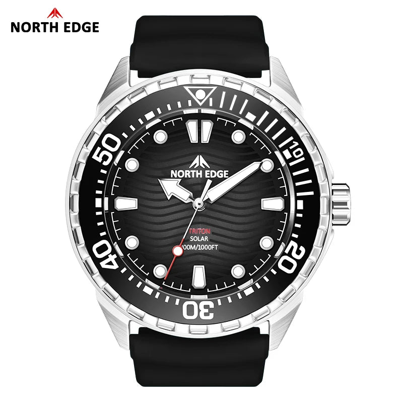NORTH EDGE Triton Solar Powered Dive Watch Waterproof Digital
