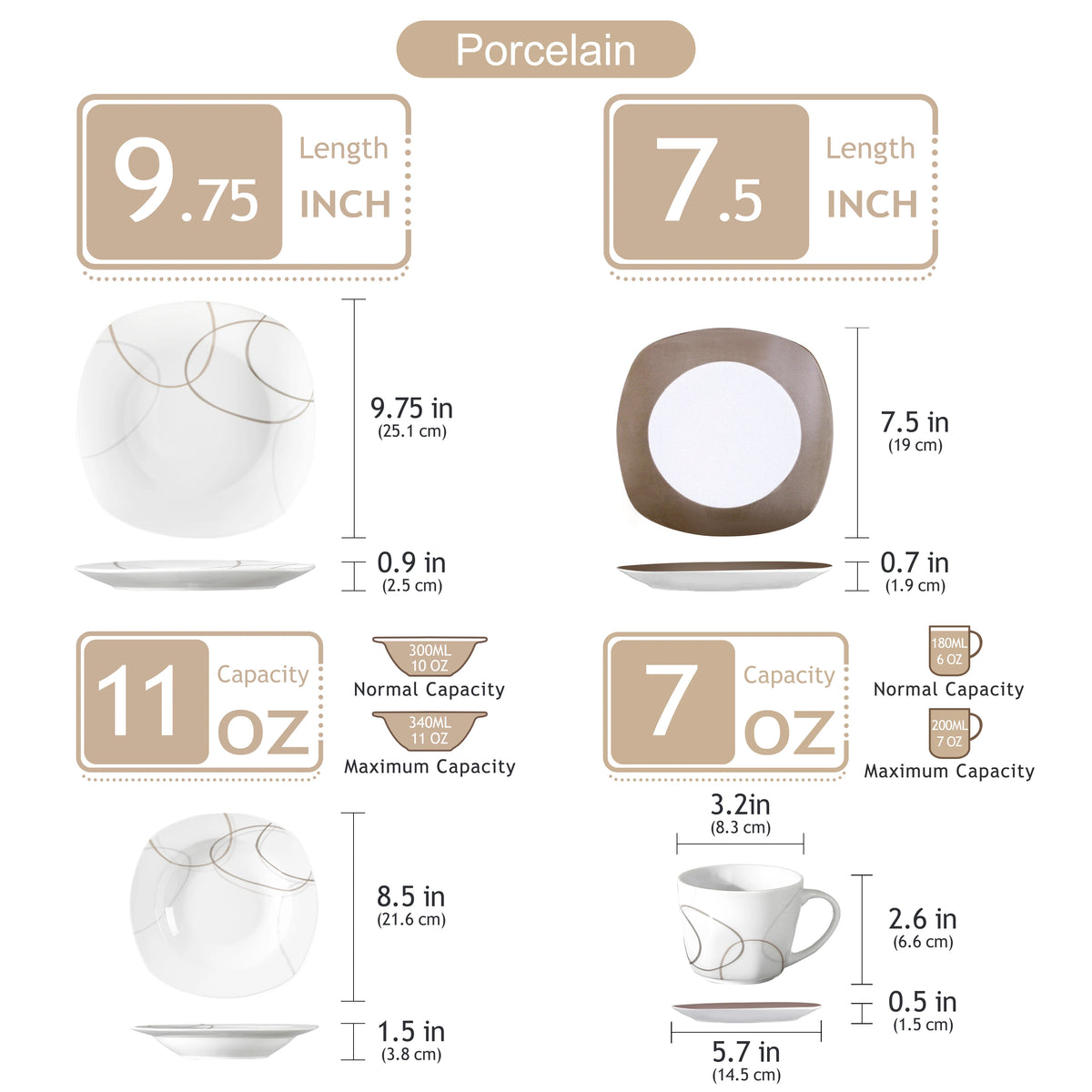 Malacasa Elegant Porcelain Ceramic Dinner Set With Tea Accessories