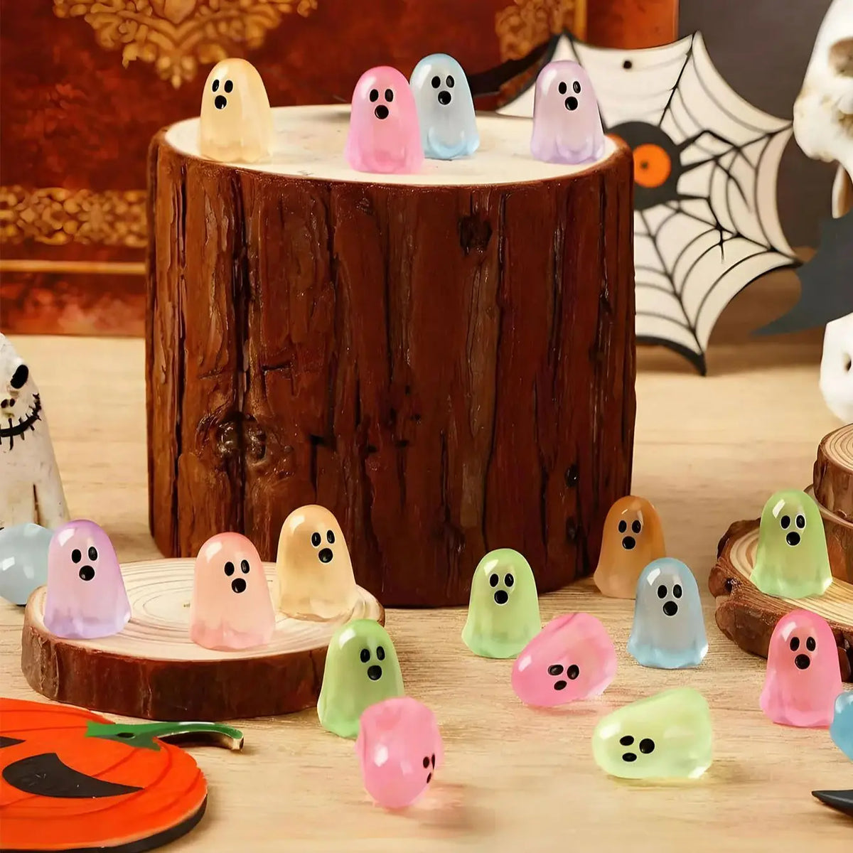 Luminous Resin Ghost Figurines Halloween Miniature Landscape Pieces