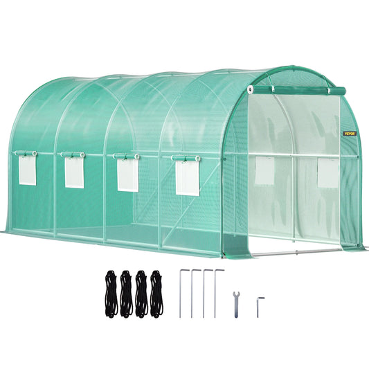 SucceBuy Walk In Tunnel Greenhouse With Galvanized Frame Waterproof Cover