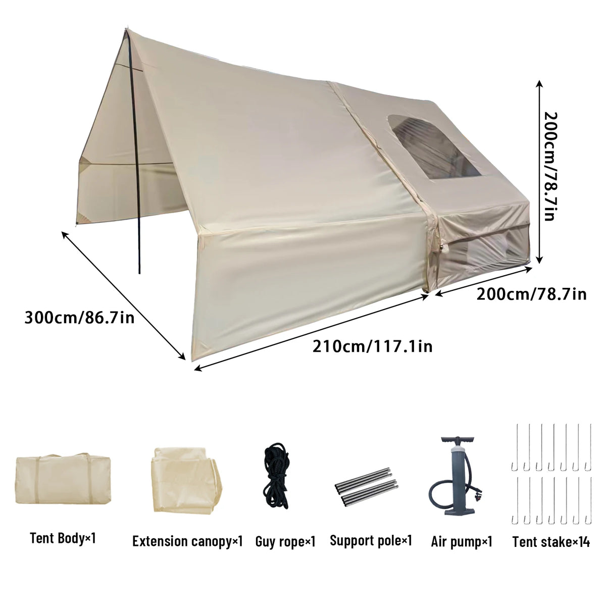 Pakicetus Luxury Inflatable Camping Tent With Skylight And Air Pump
