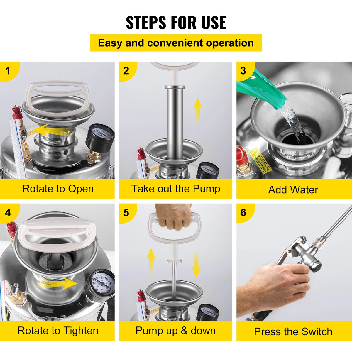 SucceBuy Stainless Steel Manual Hand Pump Garden Sprayer