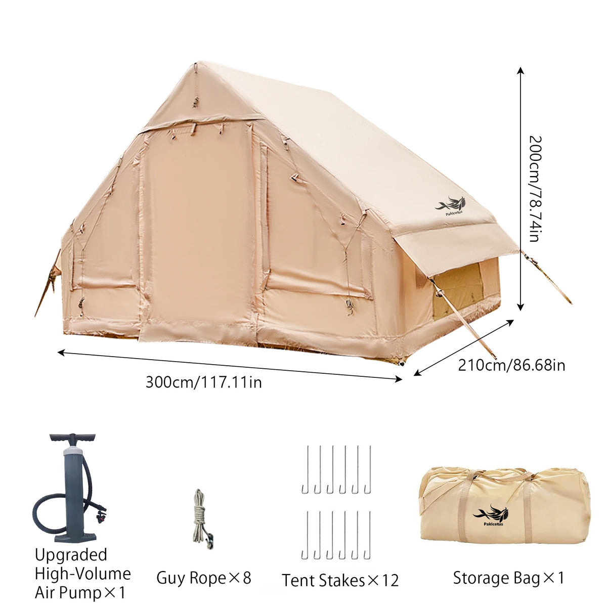 Pakicetus Luxury Inflatable Camping Tent With Skylight And Air Pump