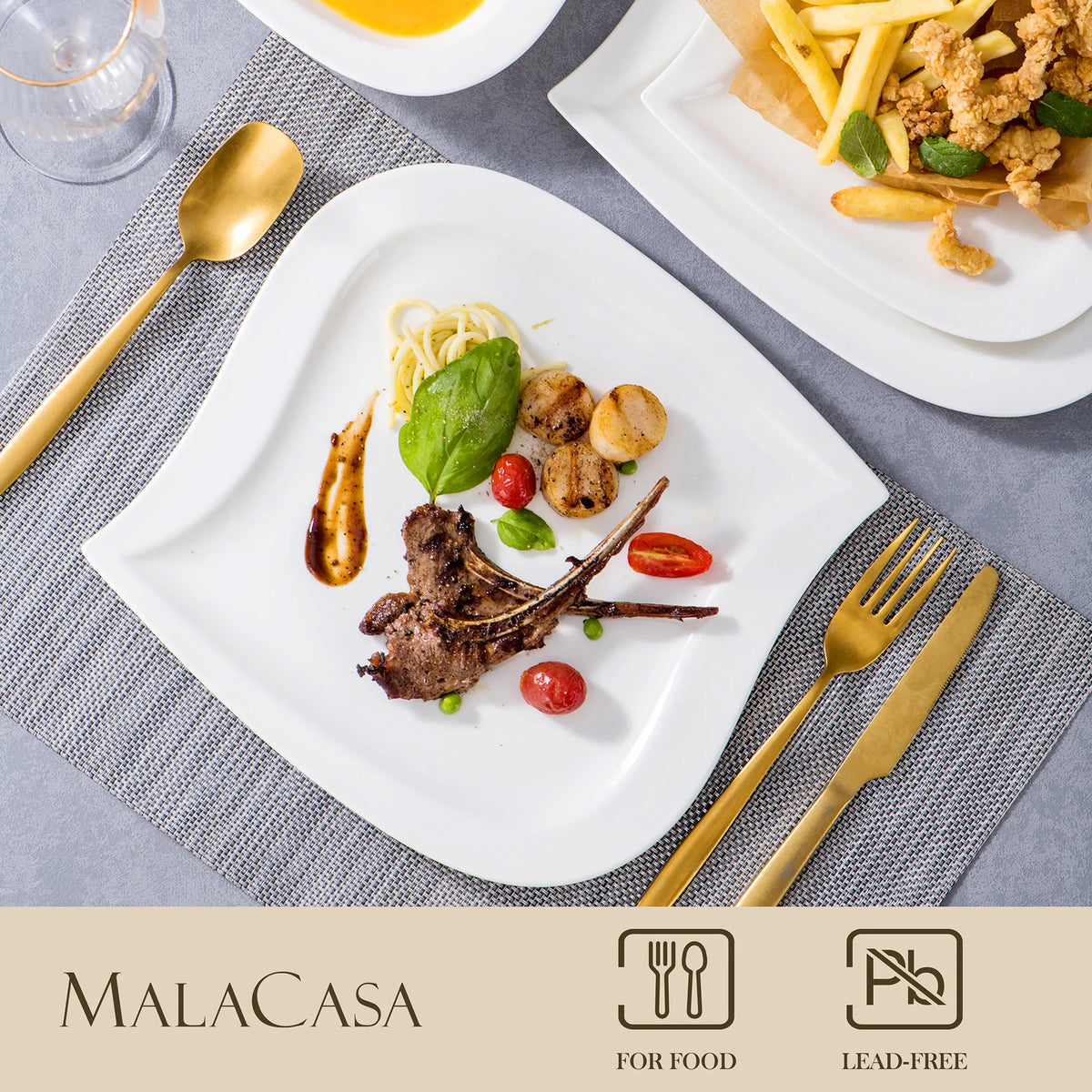 Malacasa Premium Porcelain Dinner Set With Cups Saucers For Home Dining