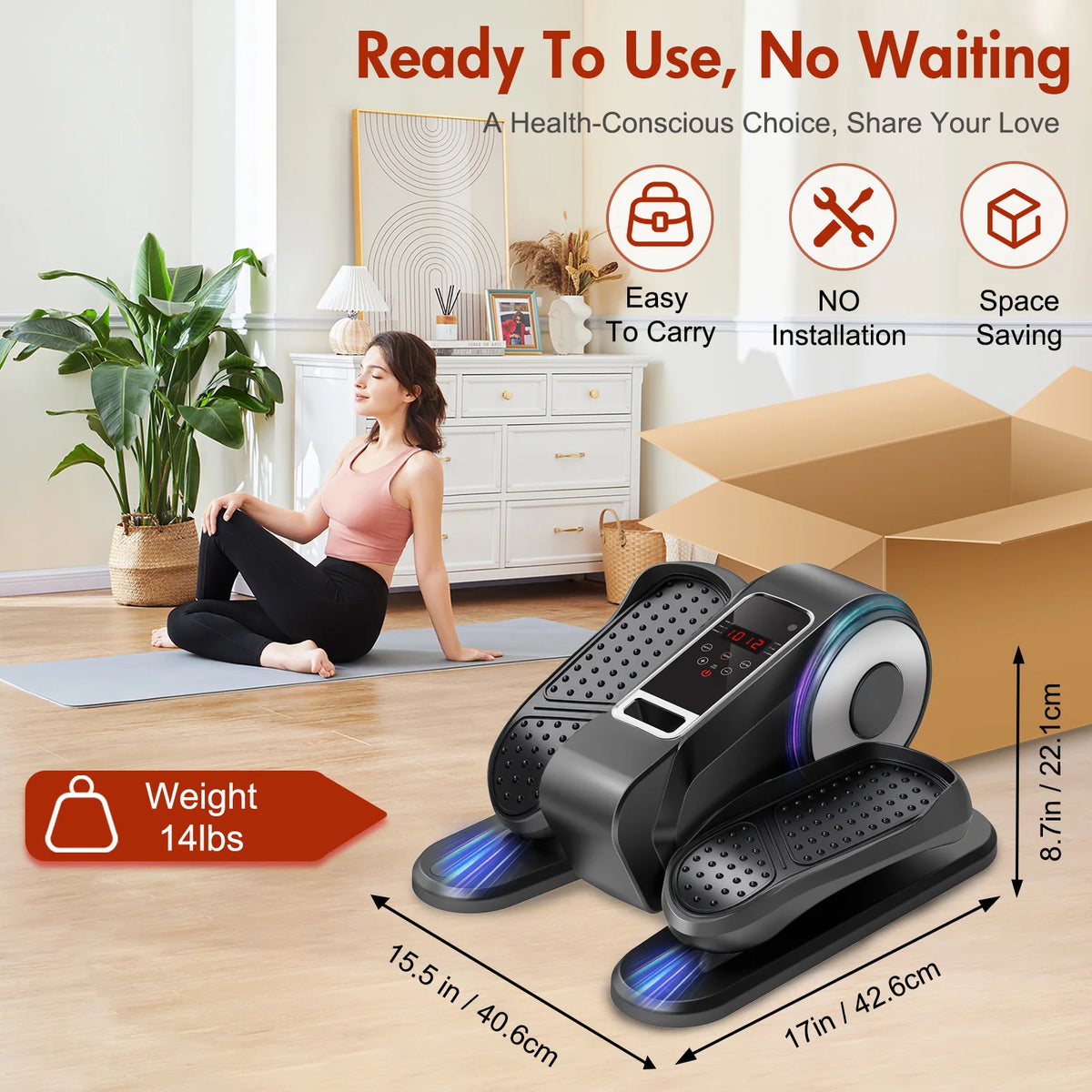 Gamewiu Under Desk Elliptical Machine Portable Leg Exerciser Remote Control