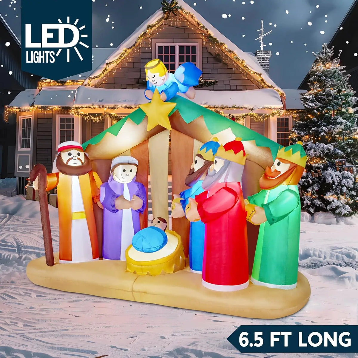 Joyfy Christmas Inflatable Nativity Scene With Built In LED Decor