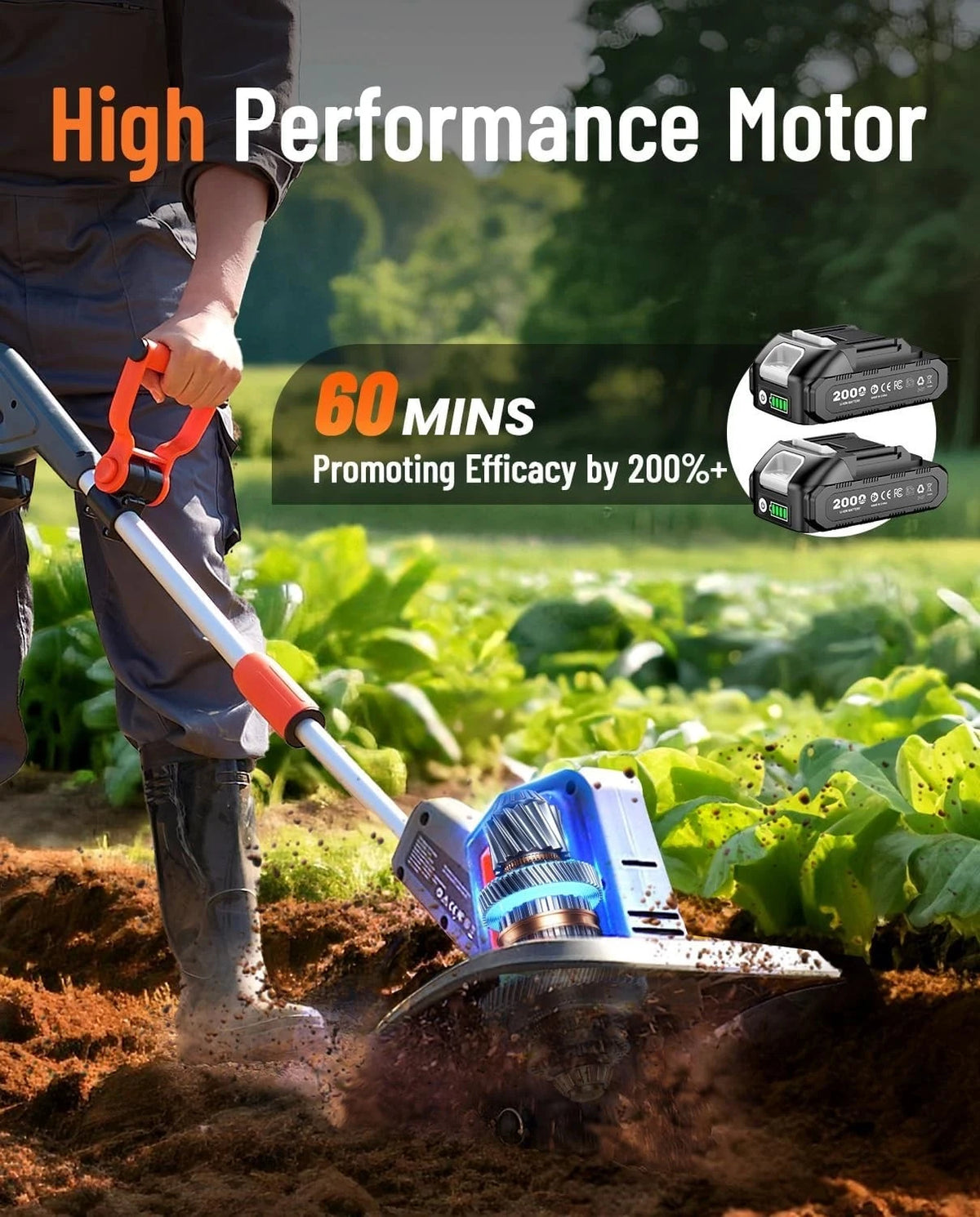 TaskStar Cordless Electric Tiller And Garden Cultivator