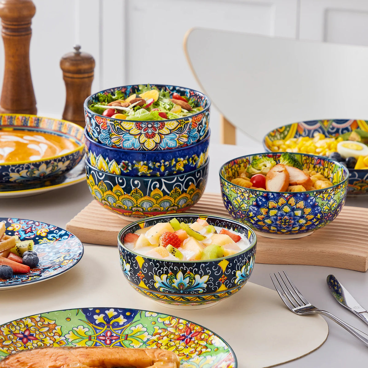 Malacasa Bohemian Porcelain Dinnerware Set With Bowls And Plates