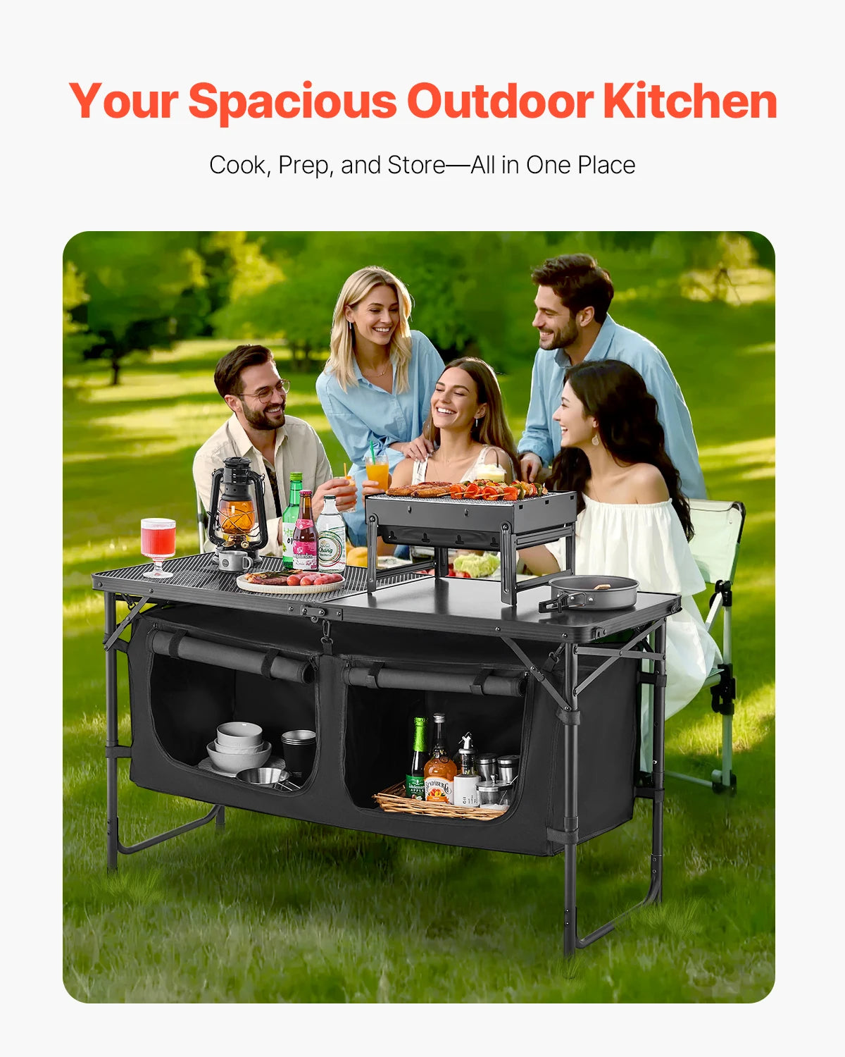 Succebuy Aluminum Camping Kitchen Table Portable Outdoor Cooking Station