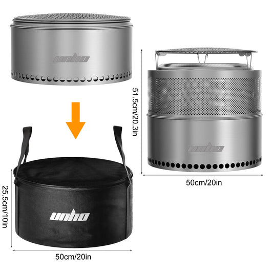 Unho Portable Smokeless Stainless Steel Outdoor Fire Pit