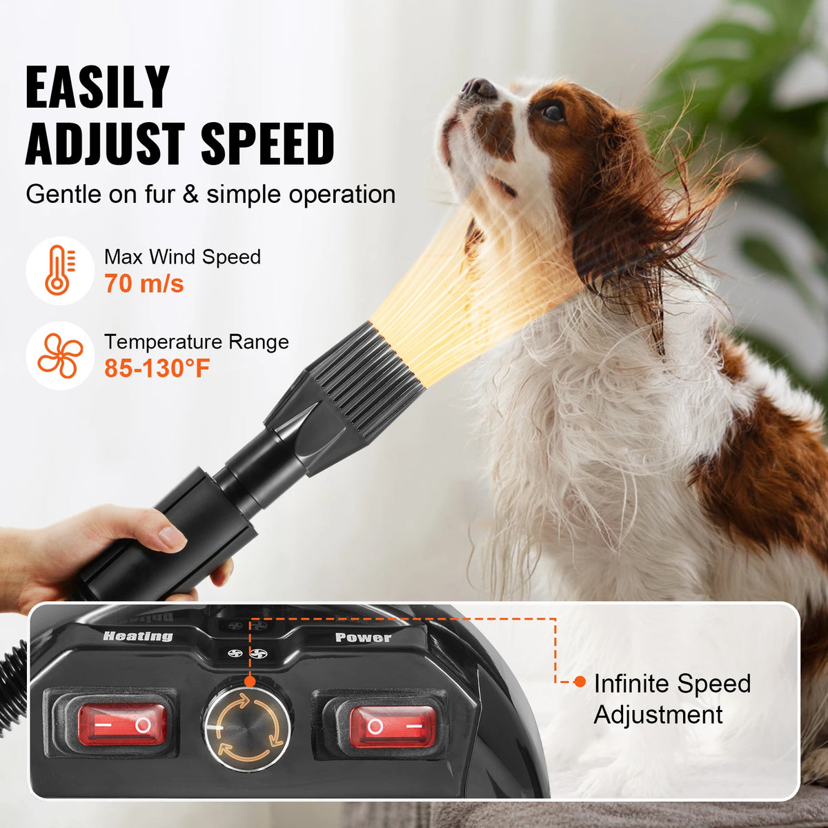SucceBuy Professional Dog Dryer With Four Nozzles And Adjustable Speed