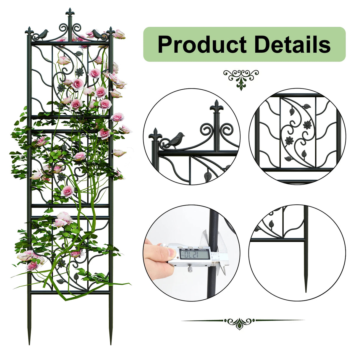 Powder Coated Metal Garden Trellis For Climbing Plants And Vines
