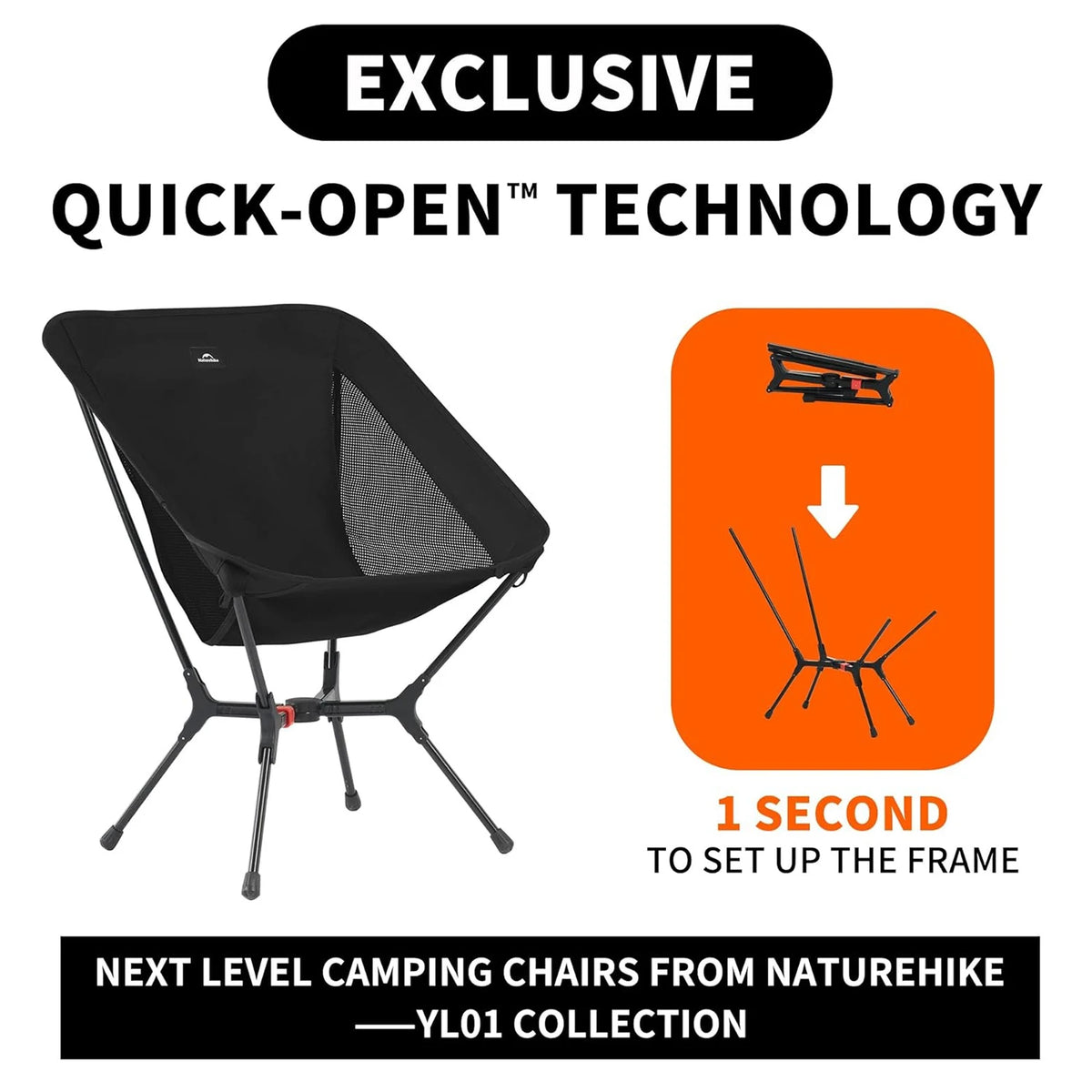 Naturehike Ultralight Folding Camping Chair With Strong Aluminum Frame