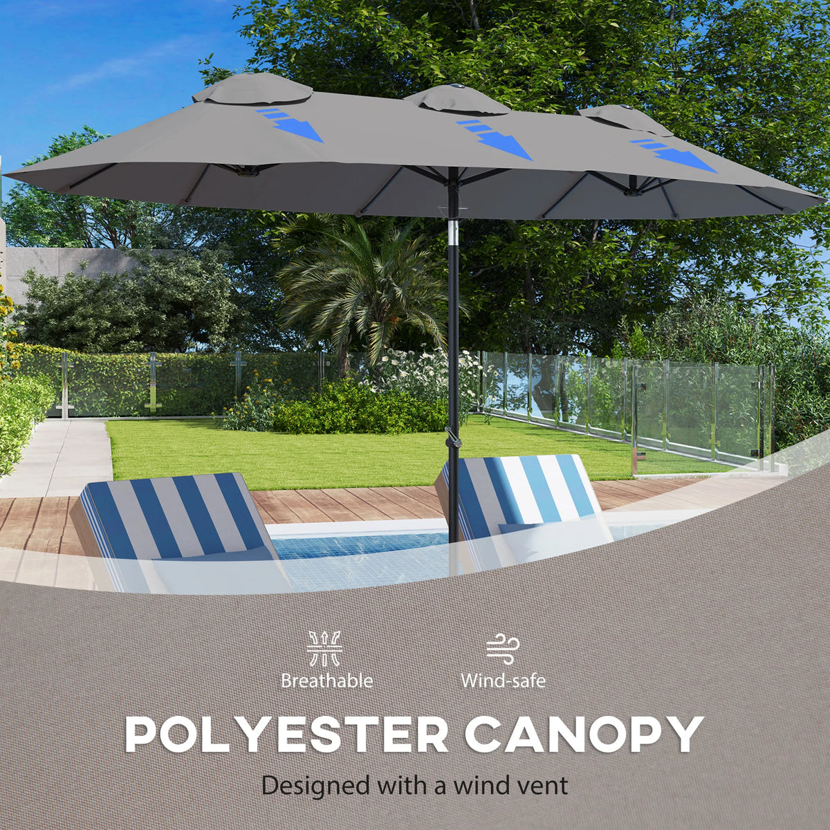Outsunny Double Sided Patio Umbrella With Tilt And Crank