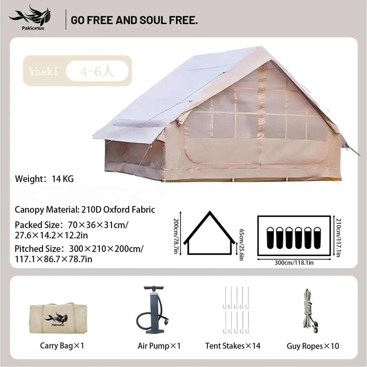 Pakicetus Quick Setup Waterproof Inflatable Camping Tent