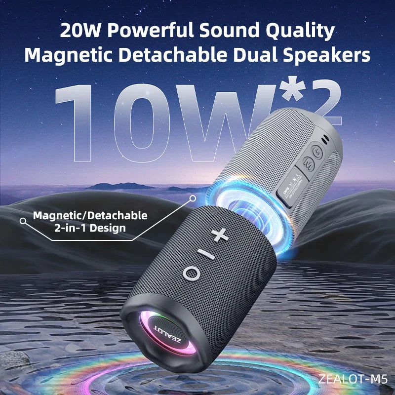 Zealot M5 Magnetic Bluetooth Speaker With Power Bank RGB
