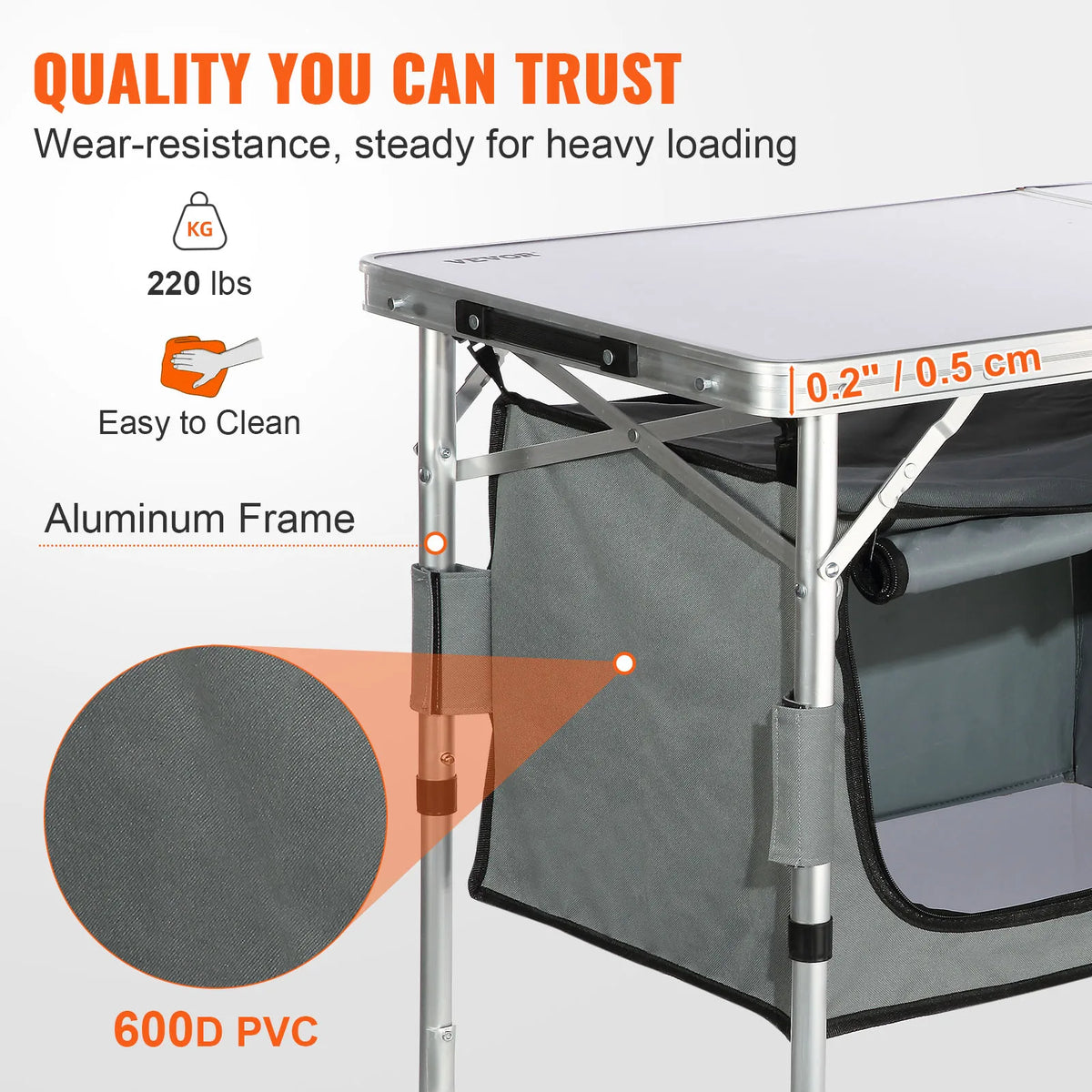 SucceBuy Adjustable Height Outdoor Folding Picnic Table