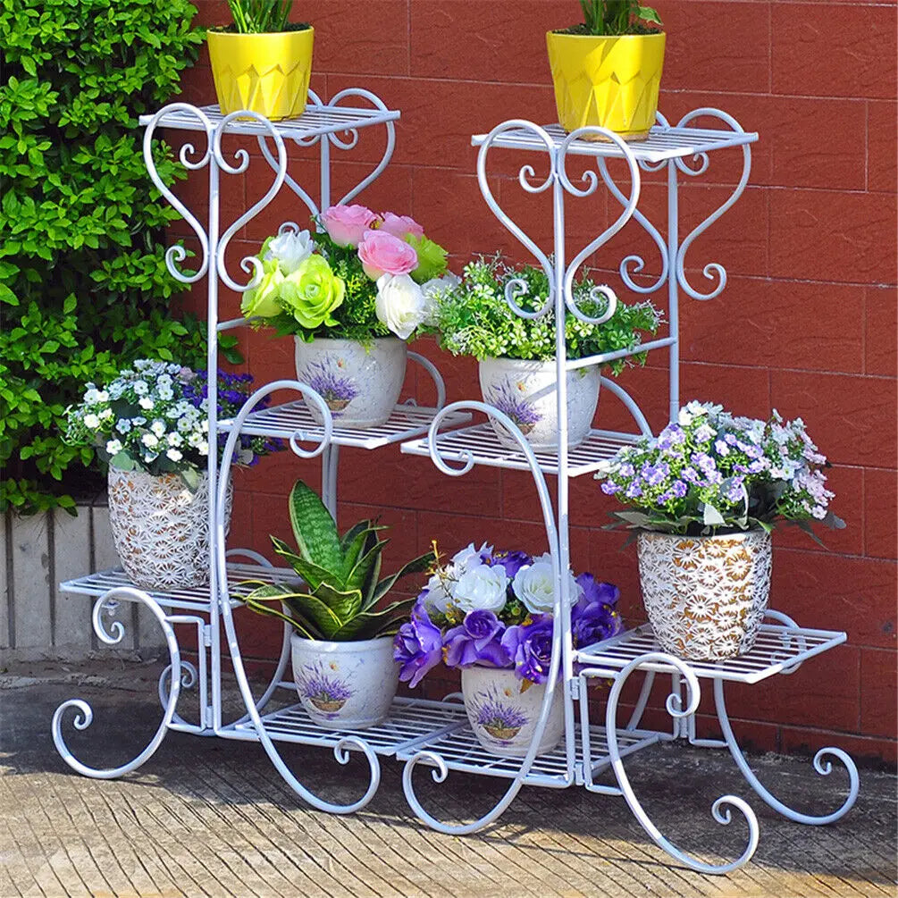 4 Tier Metal Plant Stand For Indoor Outdoor Garden Patio Display